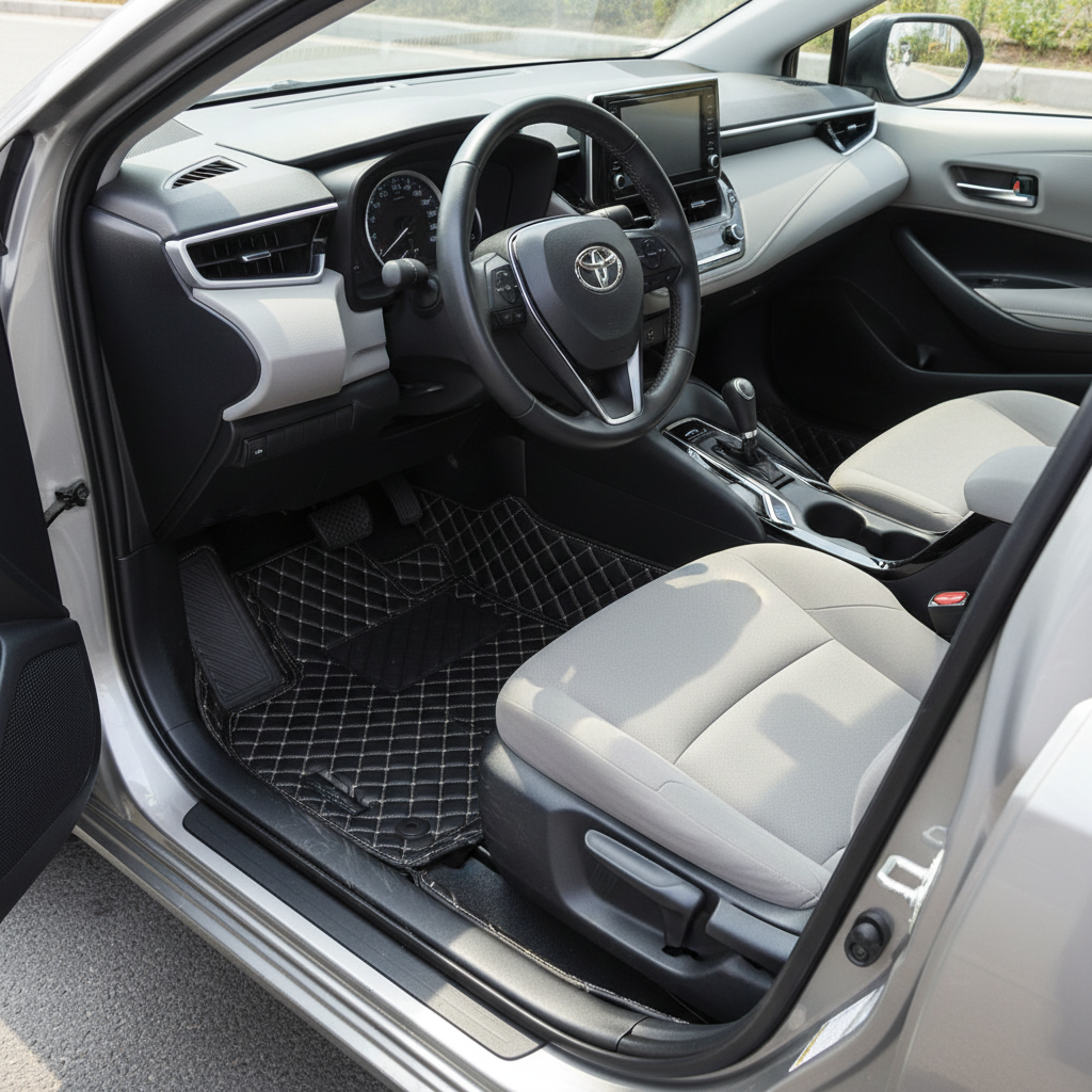 Suzuki Swift 9D Floor Mats Mix Thread 2022-2023 - Black With Grey Grass