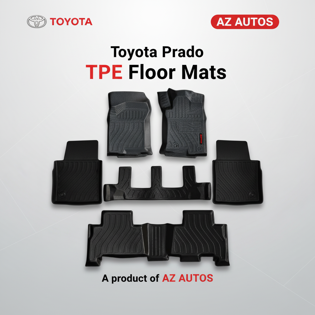 Toyota Prado TPE Floor Mat Black 7 Seater 4 Pcs 2009-2021
