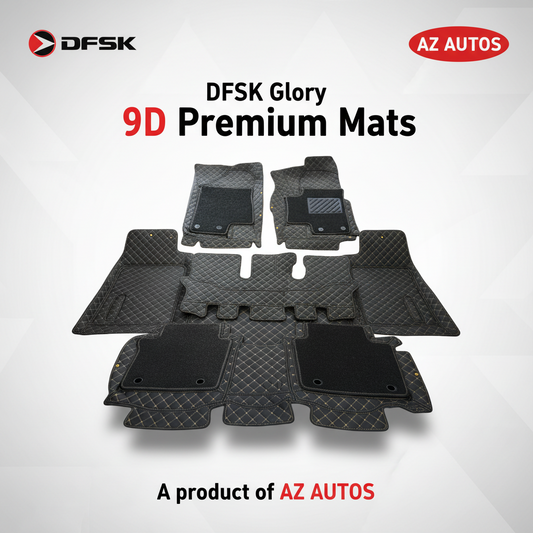 DFSK Glory 9D Floor Mats Mix Thread Grass 4 Pcs 2020 - 2025 - Black With Black