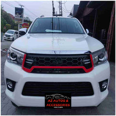 Front Mesh Grill Red DRL DayLight for Toyota Hilux Revo 2016 to 2020