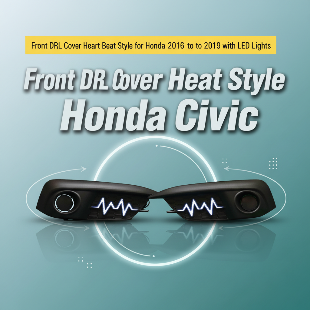 Front DRL Cover Heart Beat Style for Honda Civic 2016 to 2019 with LED Lights