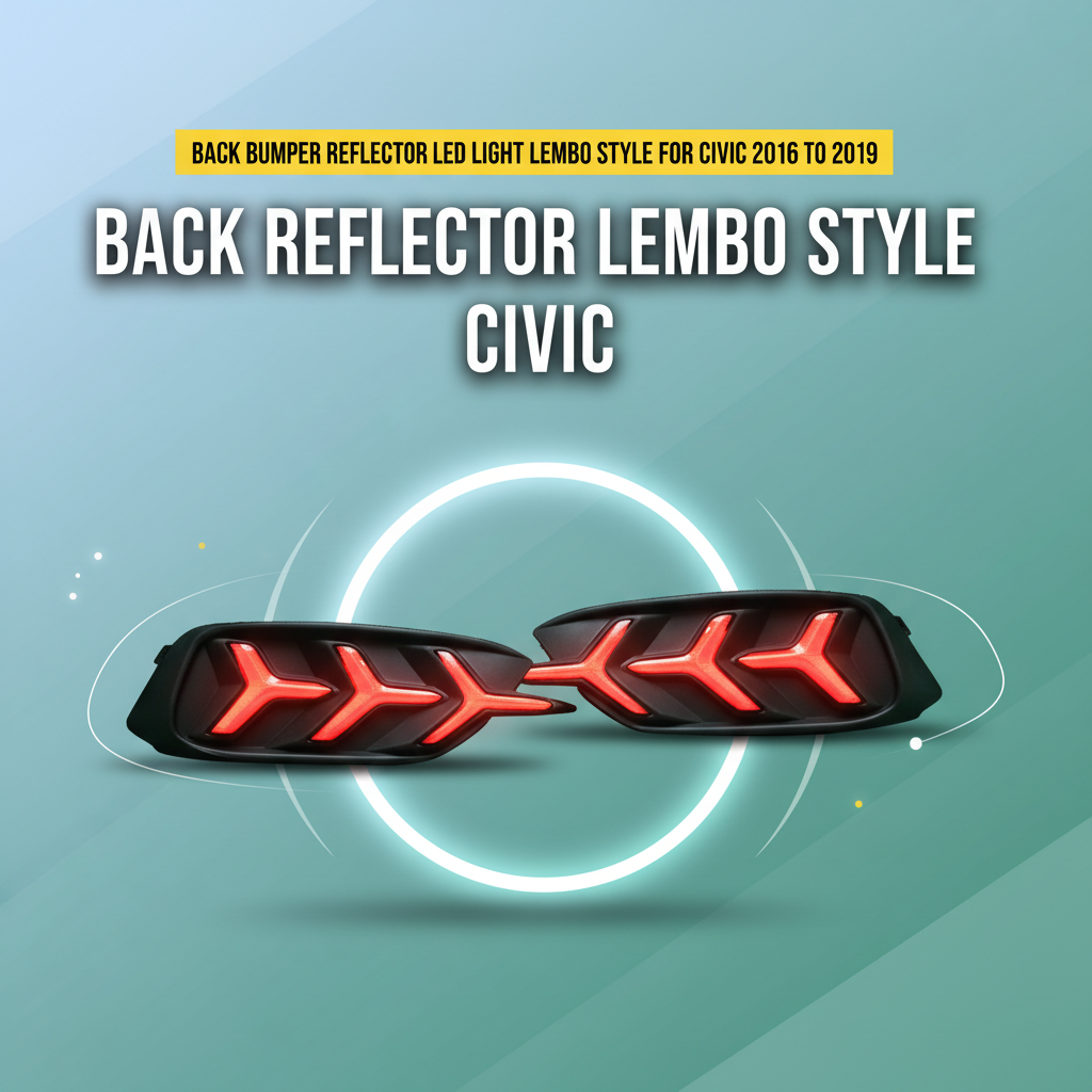 Back Bumper Reflector Led Light Lembo Style for Civic 2016 to 2019