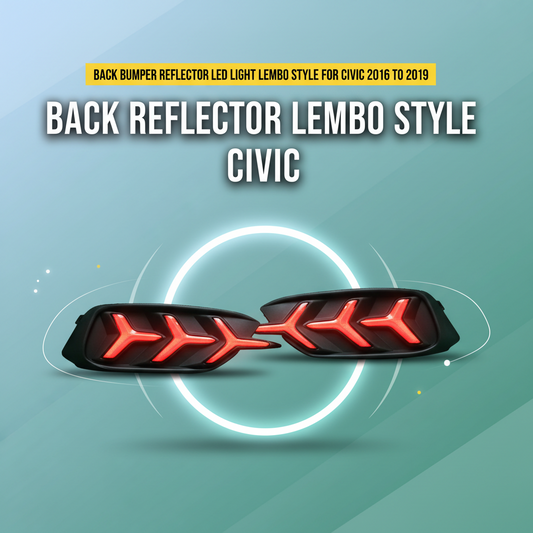 Back Bumper Reflector Led Light Lembo Style for Civic 2016 to 2019