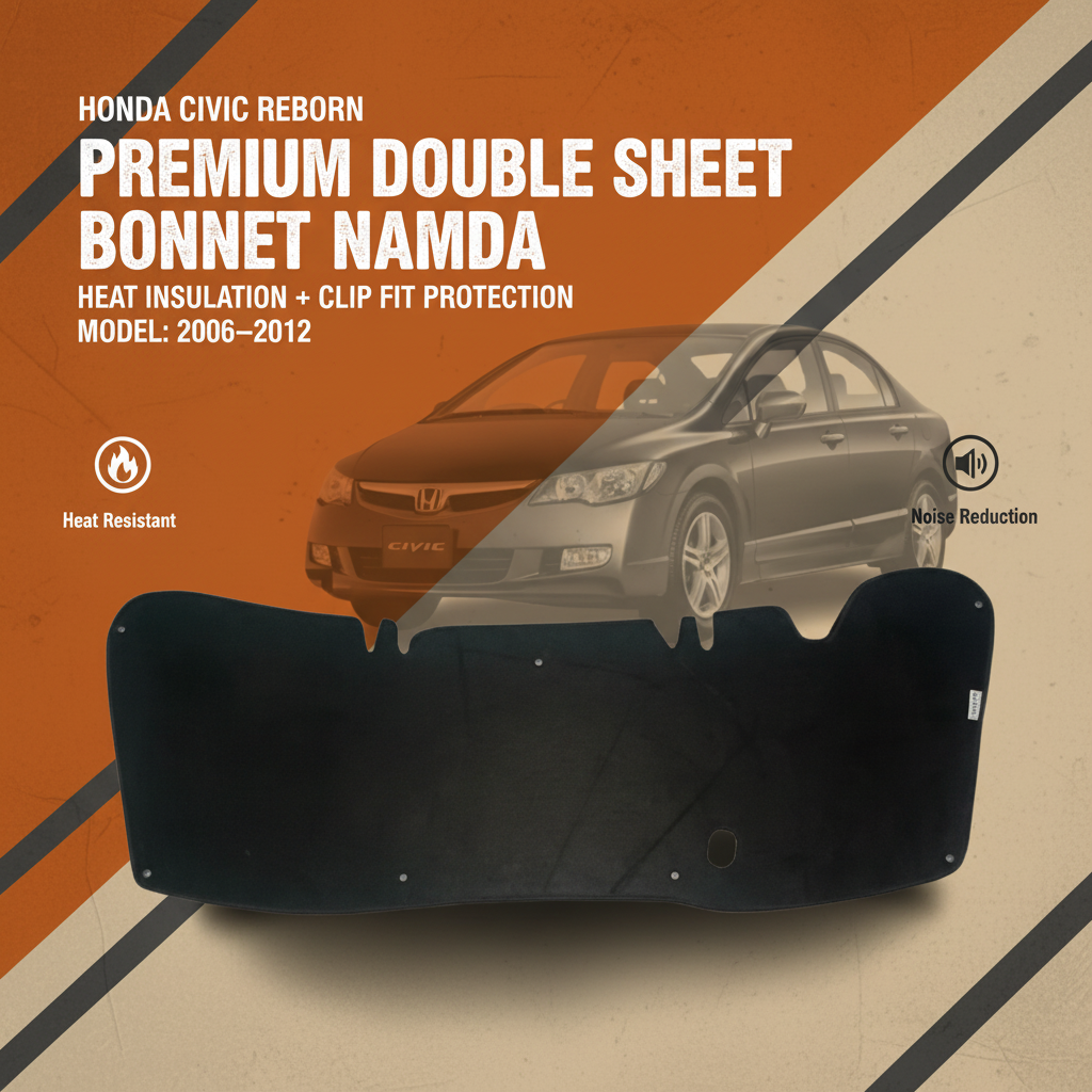 Very Premium Quality Double Sheet Bonnet Insulator with Clips for Honda Civic Rebon 2006-2012