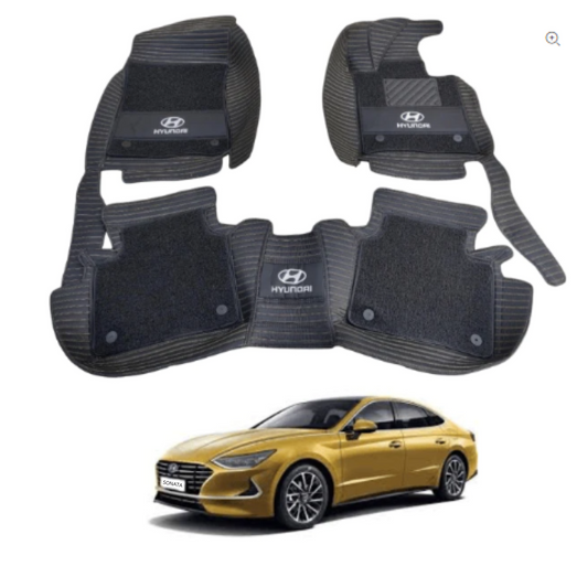 Hyundai Sonata 10D Floor Mats Black With Black Grass 3 Pcs – Model 2021-2022