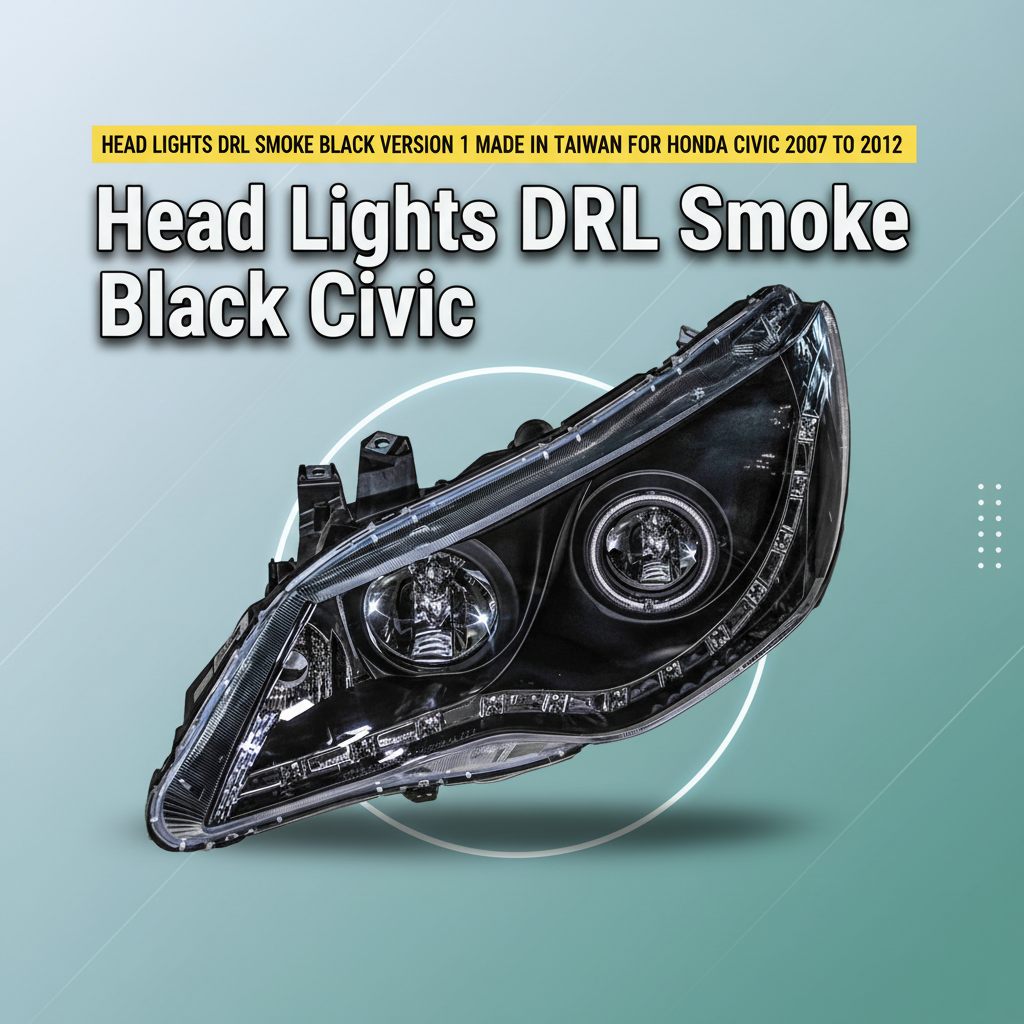 Head Lights DRL Smoke Black Version 1 Made in Taiwan for Honda Civic 2007 to 2012