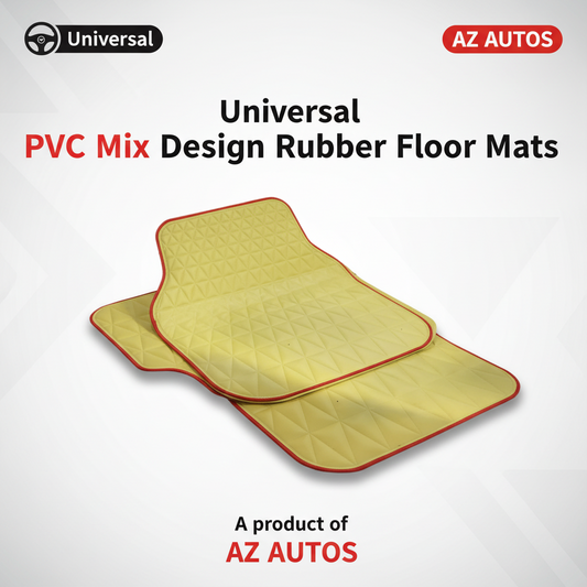 Universal PVC Rubber Floor Mat Beige Mix Design 5 Pcs - Rubber Floor Mats | Car Mats | Vehicle Mats | Foot Mat For Car