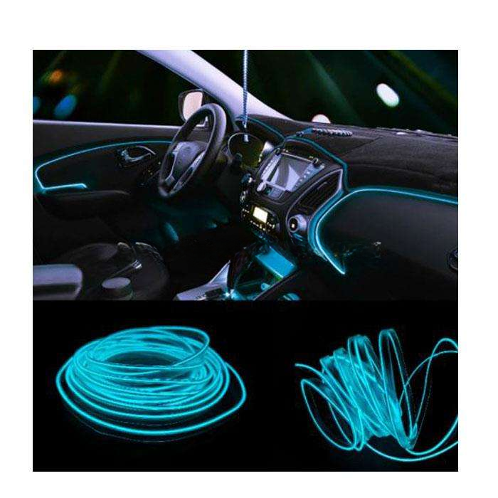 Maximus EL Glow Wire Interior Dashboard LED Light 2Meters 6ft Ice Blue - LED Neon Glow EL Wire Ambient Light Rope