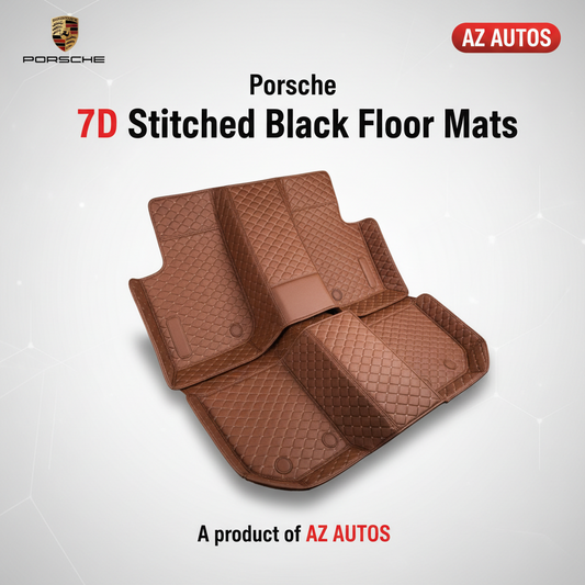 Porsche Cayenne 7D Floor Mats - Brown - 3 Pcs Set - Model 2010-2018