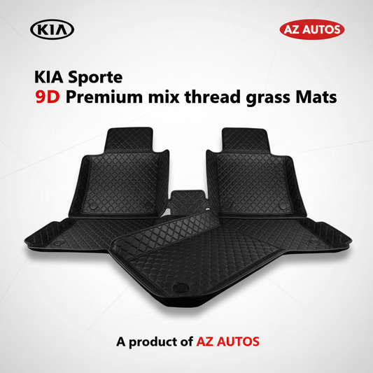 KIA Sportage 9D Floor Mats With Mix Thread - 4 Pcs 2025-2026 2025 - 2026 - Black With Black Grass