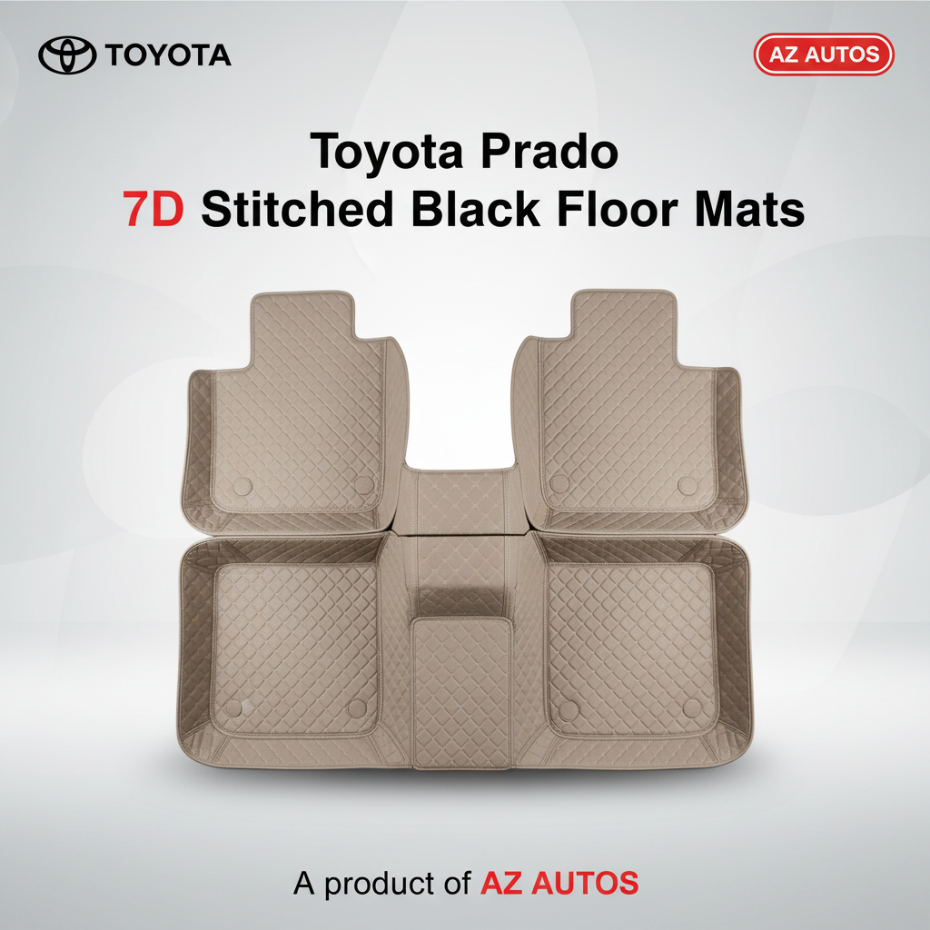 Toyota Prado 7D Stitched Floor Mats - Beige - 7 Pcs Set 2009-2022