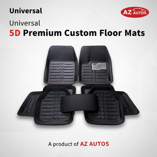Universal 5D Custom Floor Mat Black - 5Pc - Car Interior Mats For Floor | Car Mats | Vehicle Mats