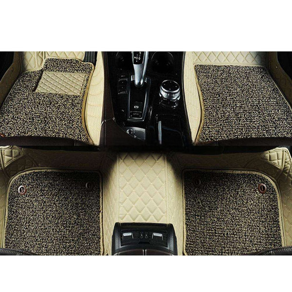 Toyota Prado 9D Floor Mats Mix Thread Grass - Model 2009-2021 - Beige With Grey