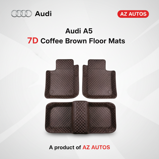Audi A5 7D Luxury Floor Mats - Coffee - 3 Pcs Set - Model 2017-2018