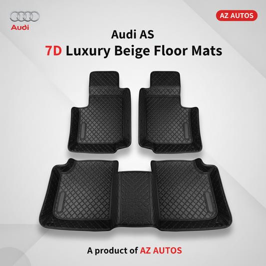 Audi A3 7D Luxury Floor Mats - Black - 3 Pcs Set - Model 2012-2018