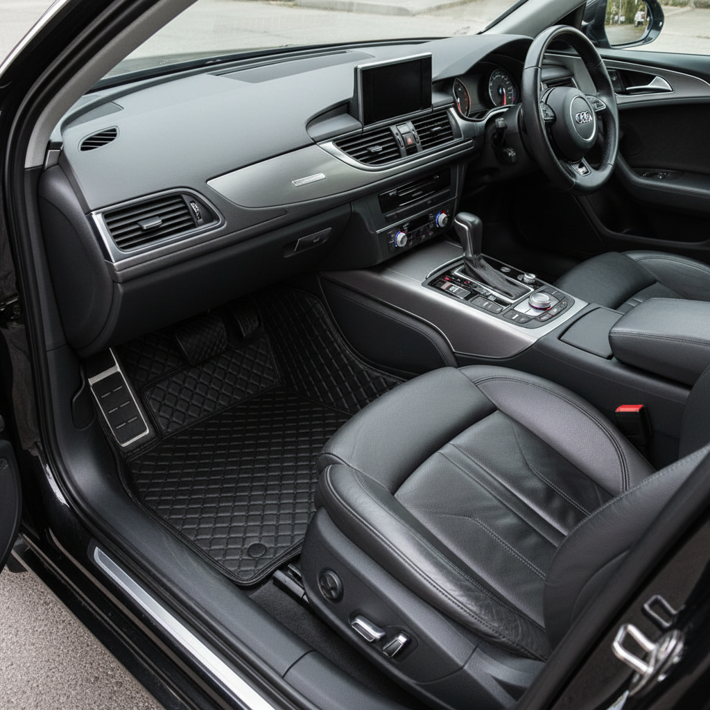 Audi A6 7D Luxury Floor Mats - Black - 3 Pcs Set - Model 2011-2018