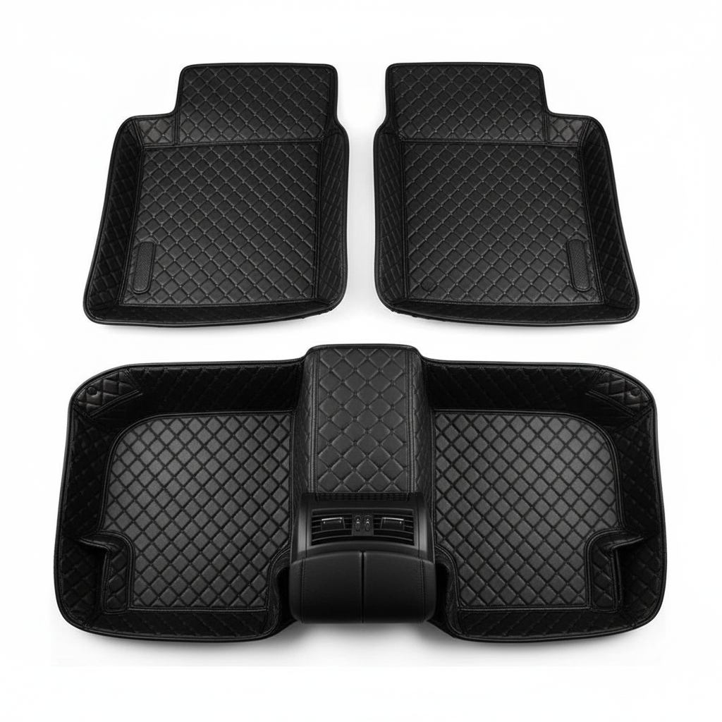 Audi Q3 7D Luxury Floor Mats - Black - 3 Pcs Set - Model 2012-2018