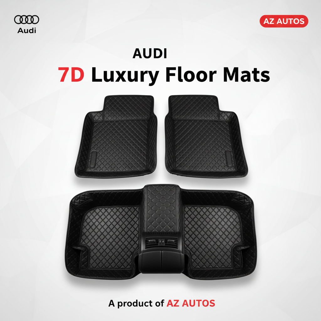 Audi Q3 7D Luxury Floor Mats - Black - 3 Pcs Set - Model 2012-2018