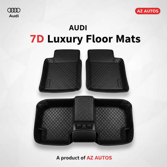 Audi Q3 7D Luxury Floor Mats - Black - 3 Pcs Set - Model 2012-2018