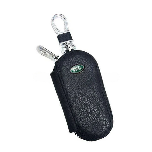 Land Rover Zipper Matte Leather Key Cover Pouch Black with Keychain Ring