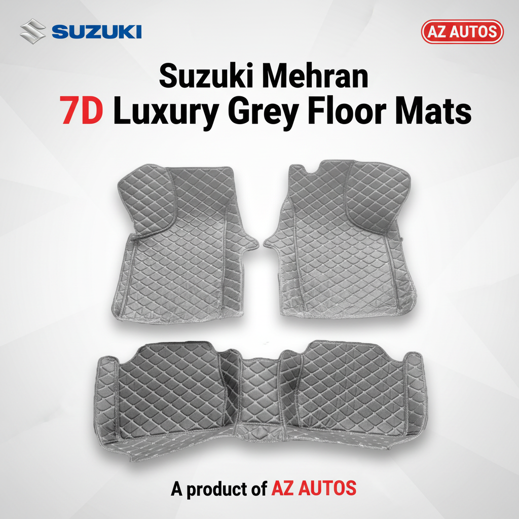 Suzuki Mehran 7D Custom Floor Mats - Grey - 3 Pcs 2012-2017