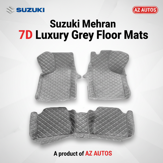 Suzuki Mehran 7D Custom Floor Mats - Grey - 3 Pcs 2012-2017