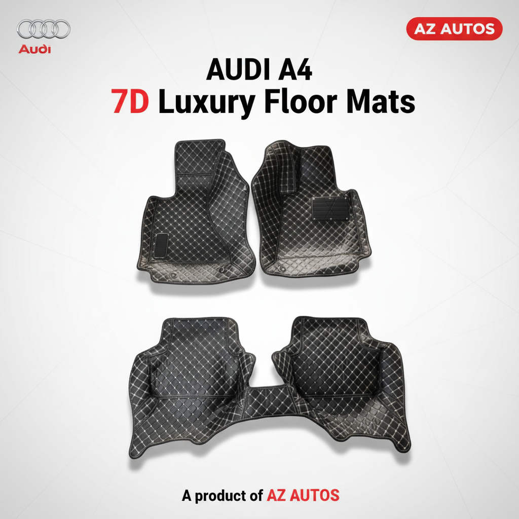 Audi A4 7D Luxury Floor Mats - Black - 3 Pcs Set 2006-2012
