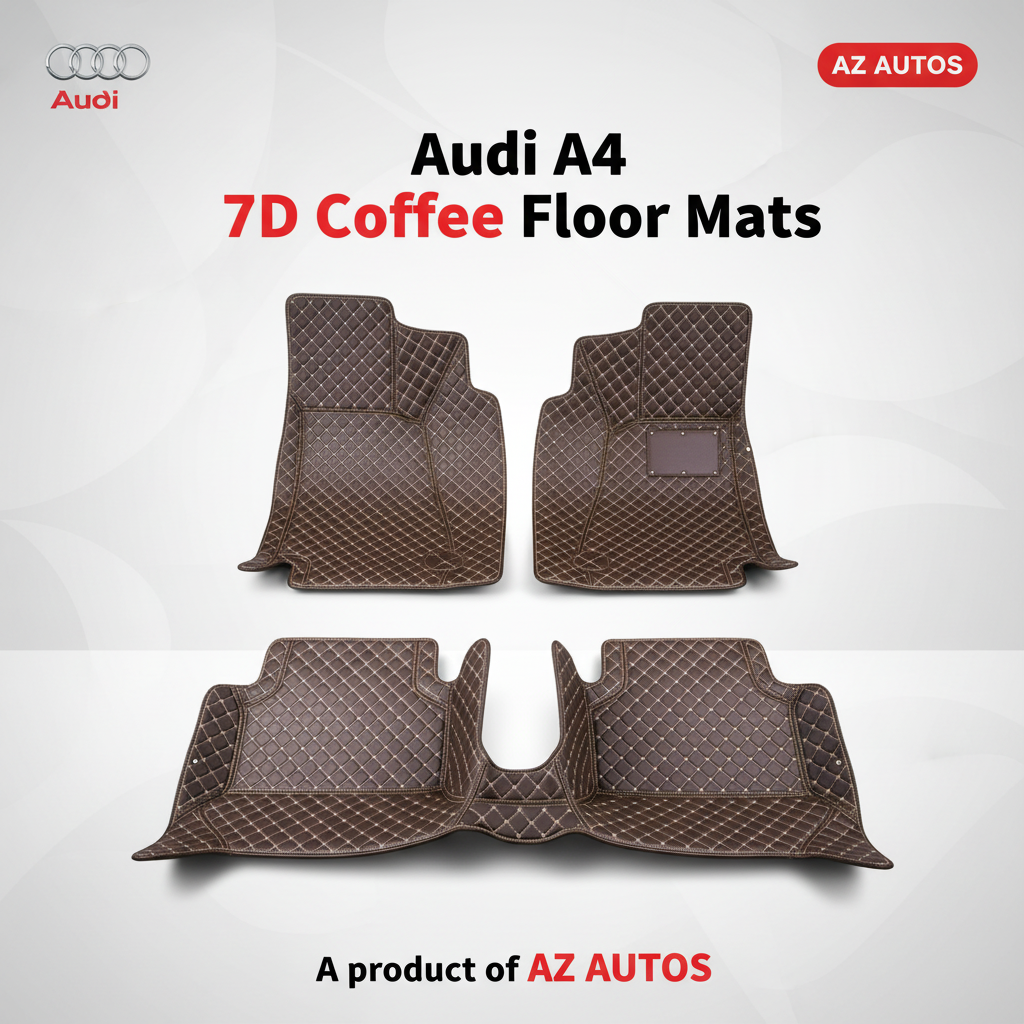 Audi A4 7D Luxury Floor Mats - Coffee 3 Pcs Set - Model 2016-2018