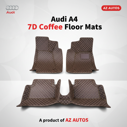 Audi A4 7D Luxury Floor Mats - Coffee 3 Pcs Set - Model 2016-2018