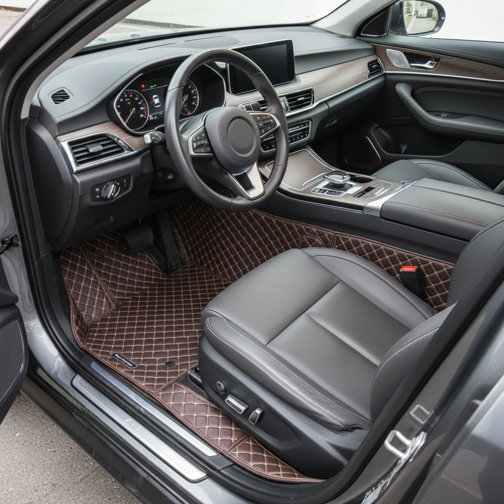 Audi A4 7D Luxury Floor Mats - Coffee 3 Pcs Set - Model 2016-2018