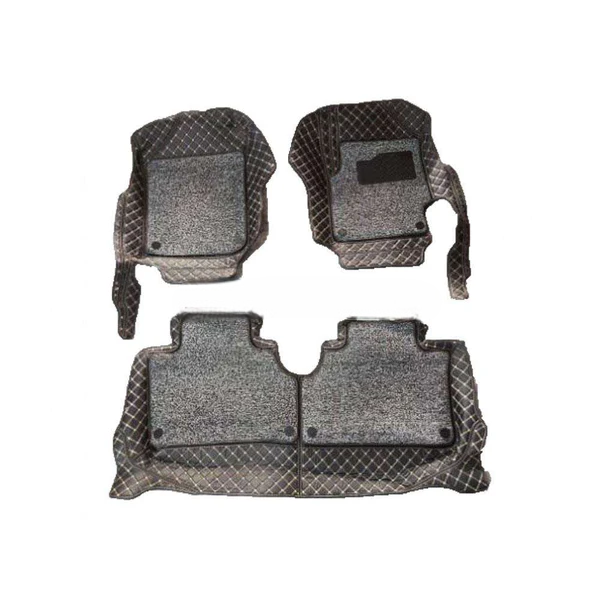 Toyota Yaris 9D Floor Mats Mix Thread Grass 3 Pcs - Model 2020-2021 - Black With Gray