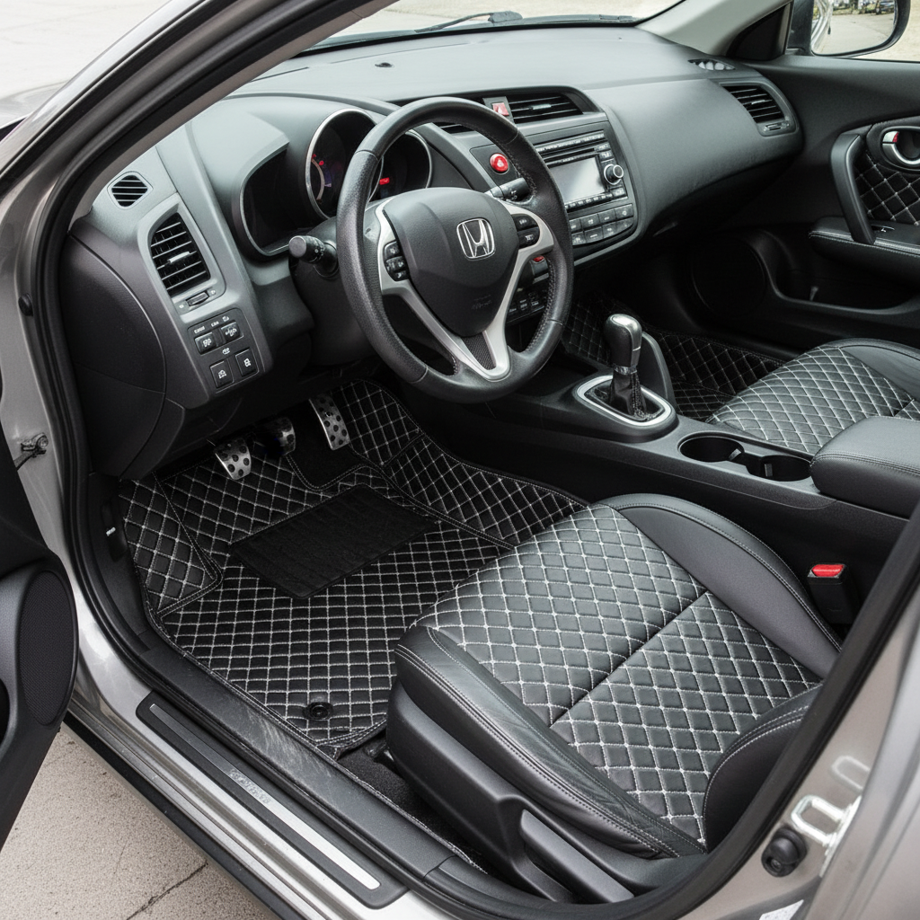 Honda CRZ 7D Floor Mats - Black - 3 Pcs Set - Model 2010-2018 - Car Interior Mats
