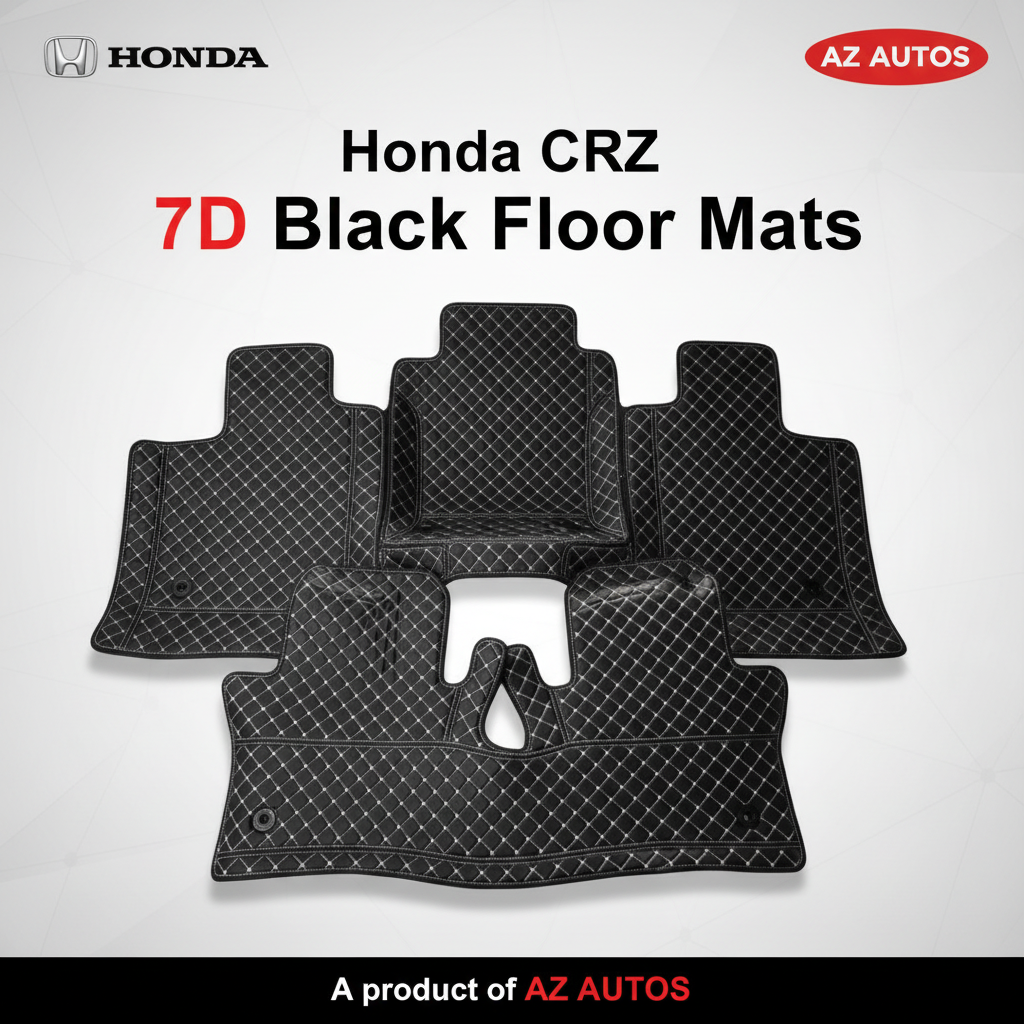 Honda CRZ 7D Floor Mats - Black - 3 Pcs Set - Model 2010-2018 - Car Interior Mats