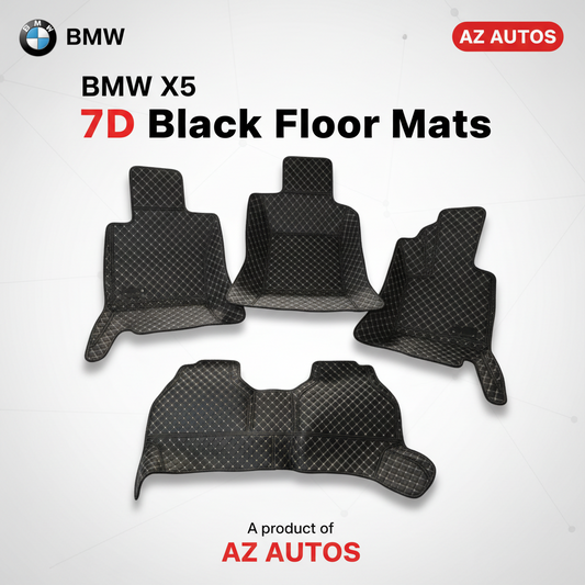 BMW X5 7D Floor Mats - Black - 3 Pcs Set - Model 2013-2018