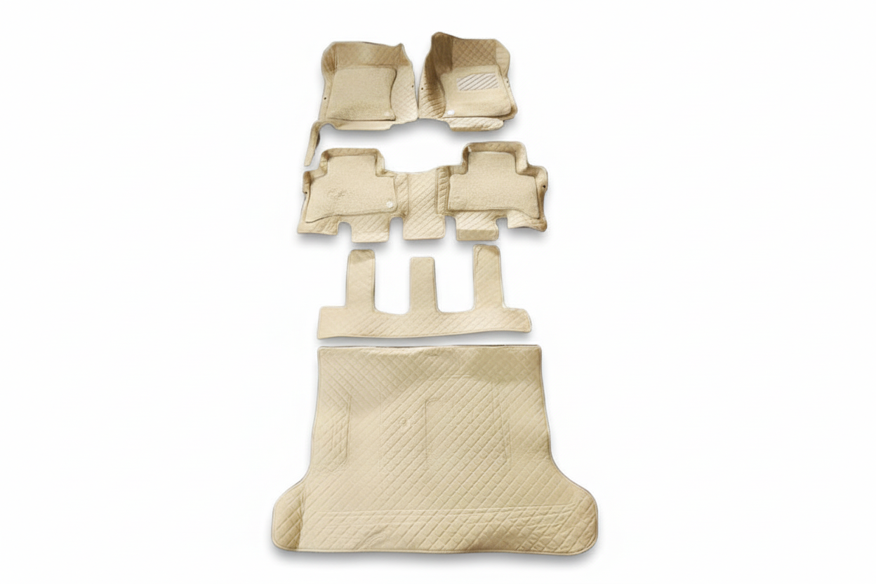 Toyota Prado FJ150 9D Floor Mats Mix Thread Grass 5 Pcs 2009-2021 - Beige With Beige
