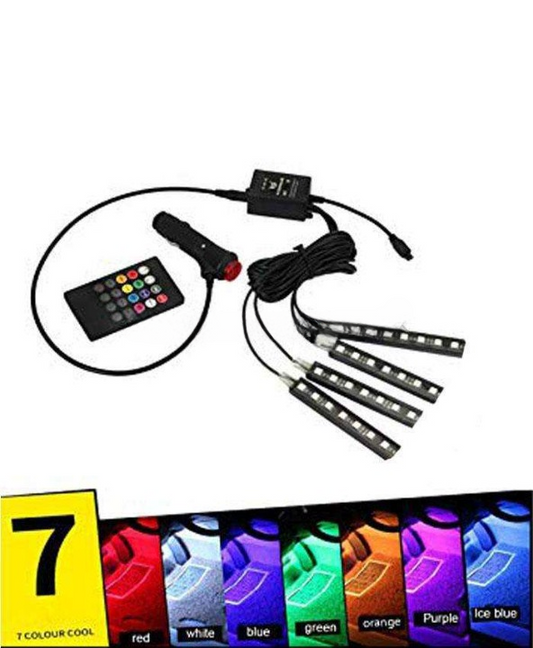 7 Color LED Car Interior Ambient Light | Remote Controlled - Atmosphere Lighting