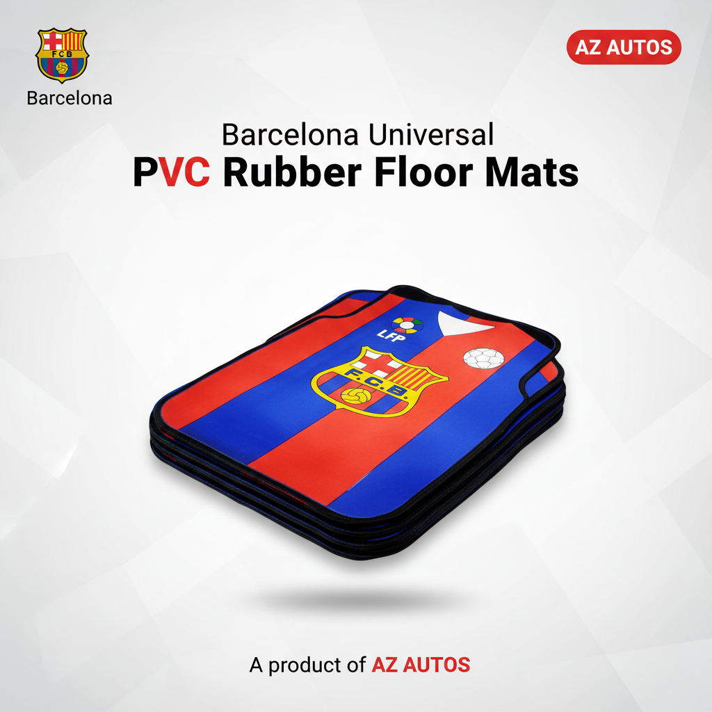 Barcelona Universal PVC Rubber Floor Mat Mix Design 3 Pcs - Rubber Floor Mats | Car Mats | Vehicle Mats | Foot Mat For Car