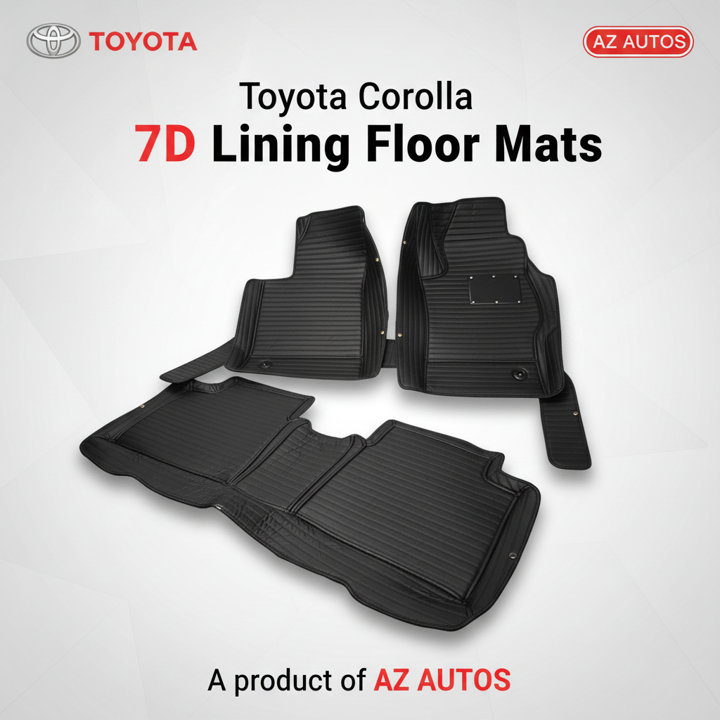 Toyota Corolla 7D Lining Floor Mats - Black - 3 Pcs Set 2014-2025
