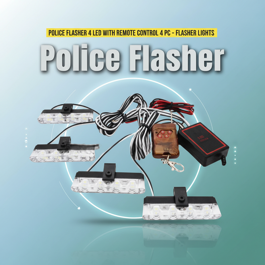 Police Flasher 4 LED With Remote Control 4 PC - Flasher Lights | Police Flasher Lights For Cars