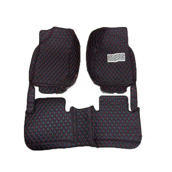 Proton Saga 7D Floor Mats Black 2021-2025 - Black Stitched Multicolor Thread | 3 PCS
