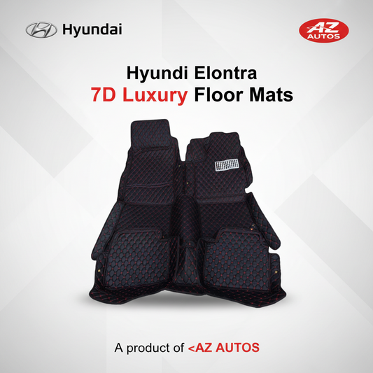 Hyundai Elantra 7D Floor Mats Mix Thread - Black 2020-2025 - 3 Pcs Set