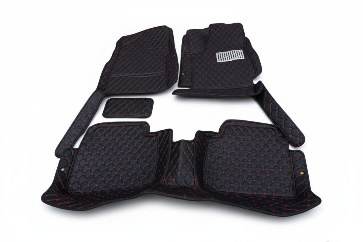 Hyundai Elantra 7D Floor Mats Mix Thread - Black 2020-2025 - 3 Pcs Set