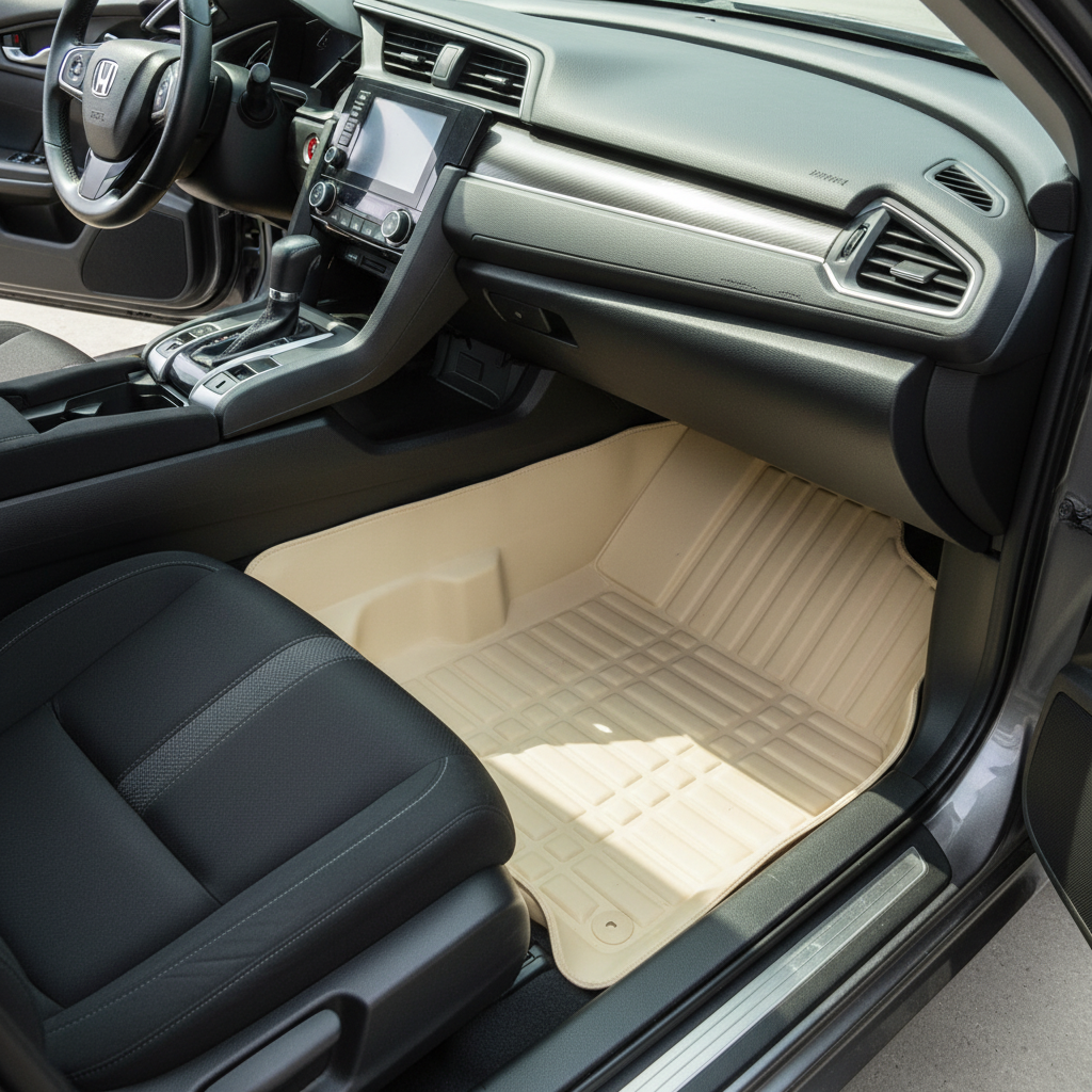 Honda Civic 5D Custom Floor Mat Beige 3 Pcs - Model 2012-2016