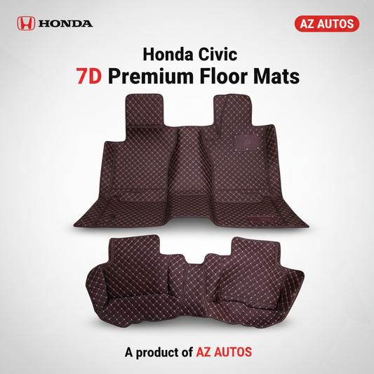 Honda Civic 7D Luxury Floor Mats - 3 Pcs Set - Model 2016-2022