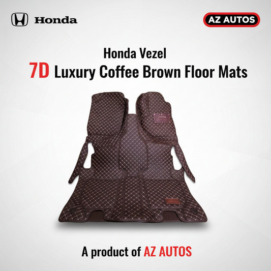 Honda Vezel 7D Floor Mats - Coffee - 3 Pcs Set - Model 2013-2021