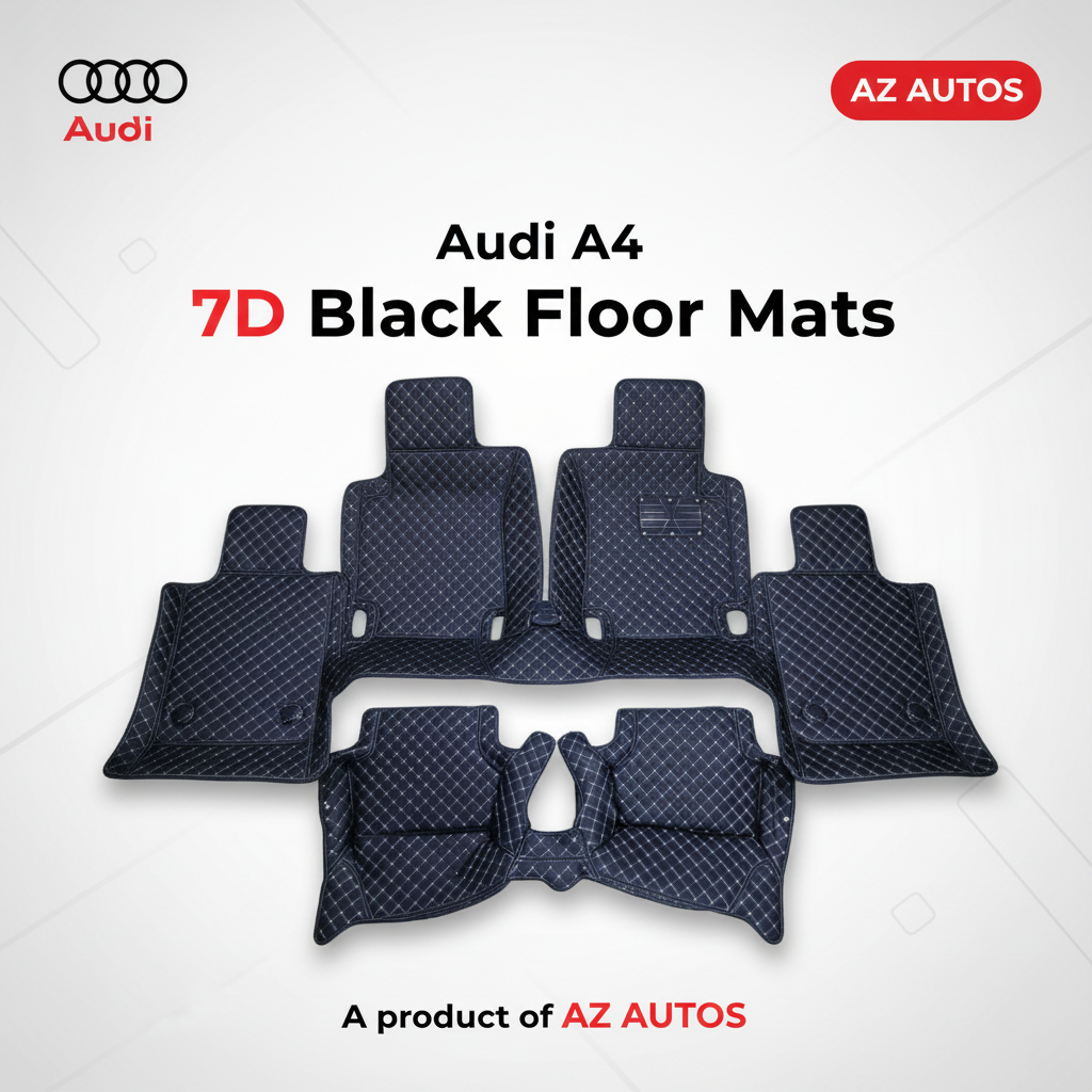 Audi A4 7D Luxury Floor Mats - Black - 3 Pcs Set - Model 2016-2018