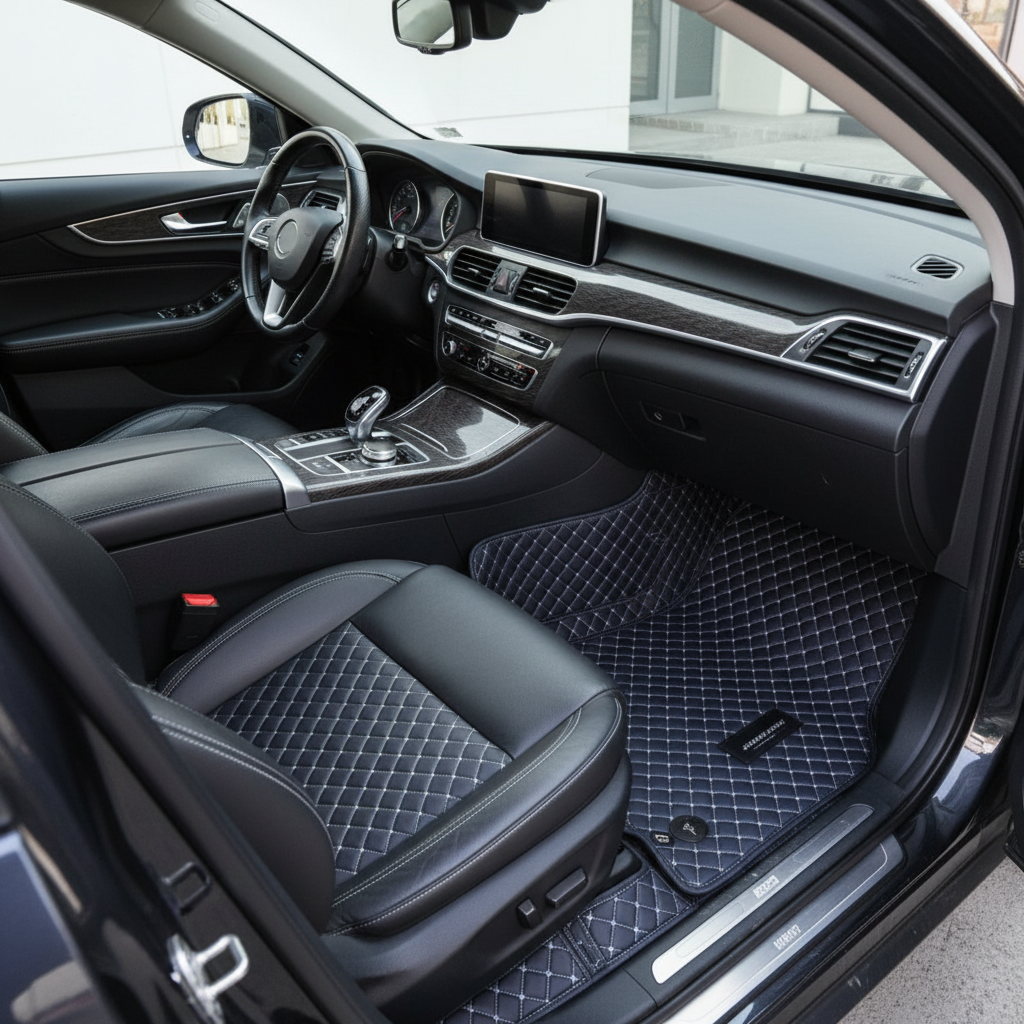 DFSK Glory 580 7D Floor Mats Black- 2020-2025 - Stitched Multicolor | 4 Pcs Set