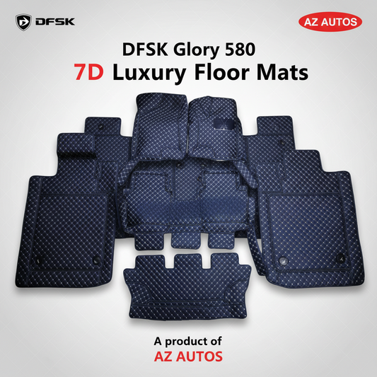 DFSK Glory 580 7D Floor Mats Black- 2020-2025 - Stitched Multicolor | 4 Pcs Set