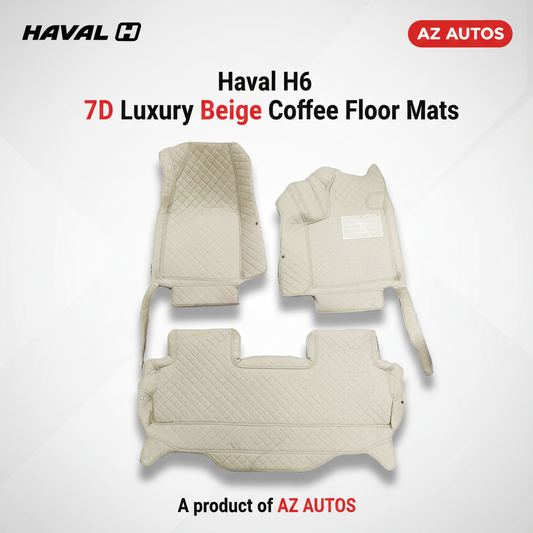 Haval H6 7D Floor Mats - Beige - 3 Pcs Set - Model 2021-2025