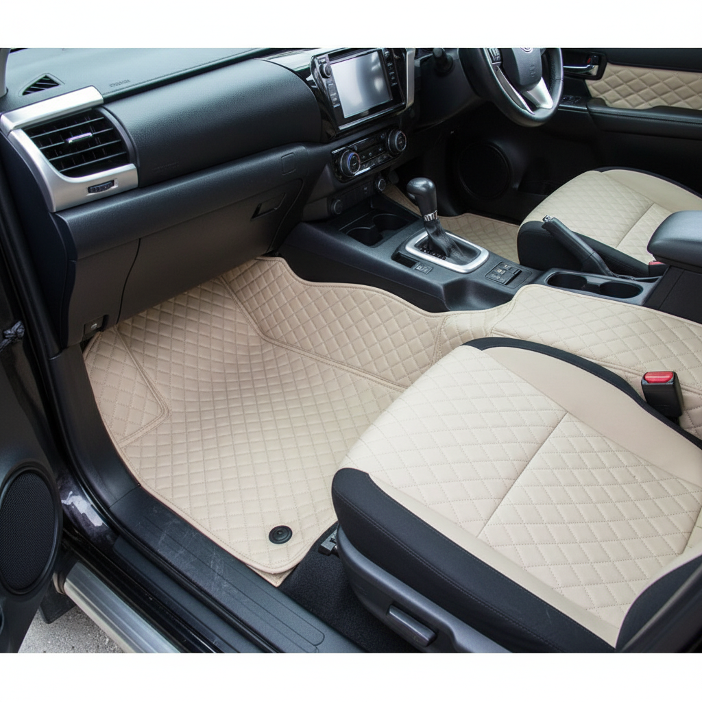 Toyota Hilux Revo/Rocco 7D Floor Mats - Beige - 3 Pcs Set - 2016-2025
